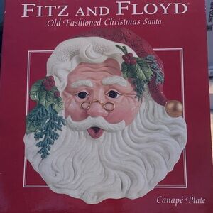 Fitz and Floyd Santa Canapé Plate in Red and White